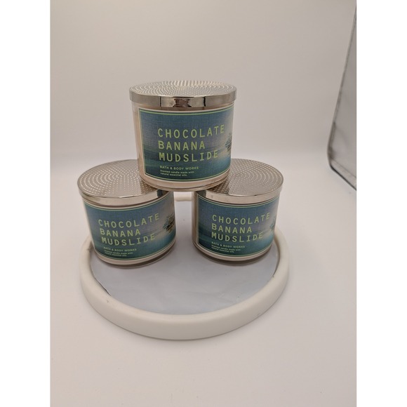 Bath & Body Works Other - Bath & Body Works Chocolate Banana‎ Mudslide 3 Wick Candle Lot of 3 14.5 oz Each